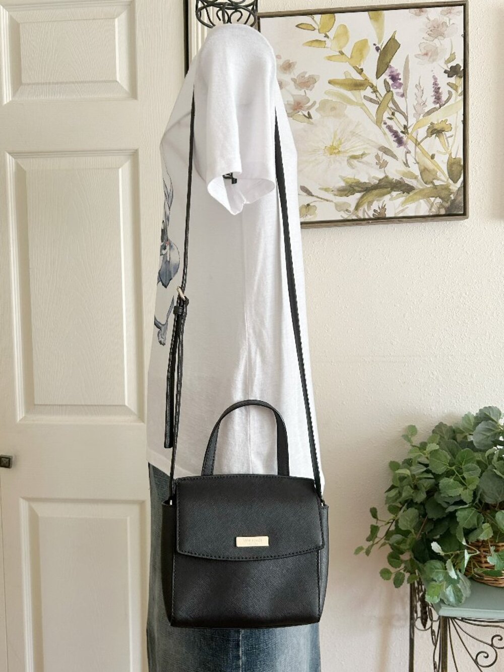 kate spade Black Leather Crossbody Bag with Top Handle